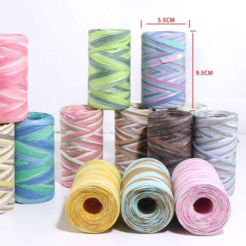 ALLWSLucky Colored 393 Feet Raffia Paper Ribbon, Colorful Packing Paper String Section Dyeing Raffia Ribbon for Gift Wrapping and DIY Decoration (Blue 1) - Image 5